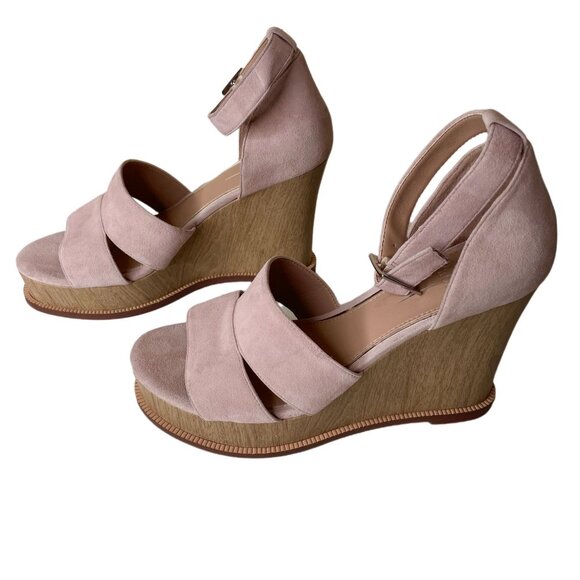 Linea Paolo Blush Pink Emma Chunky Wedge Sandals Size 7 - Picture 1 of 16
